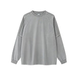 Acid Wash Distressed Long Sleeve Tshirt-INNBLAC Fashion Apparel
