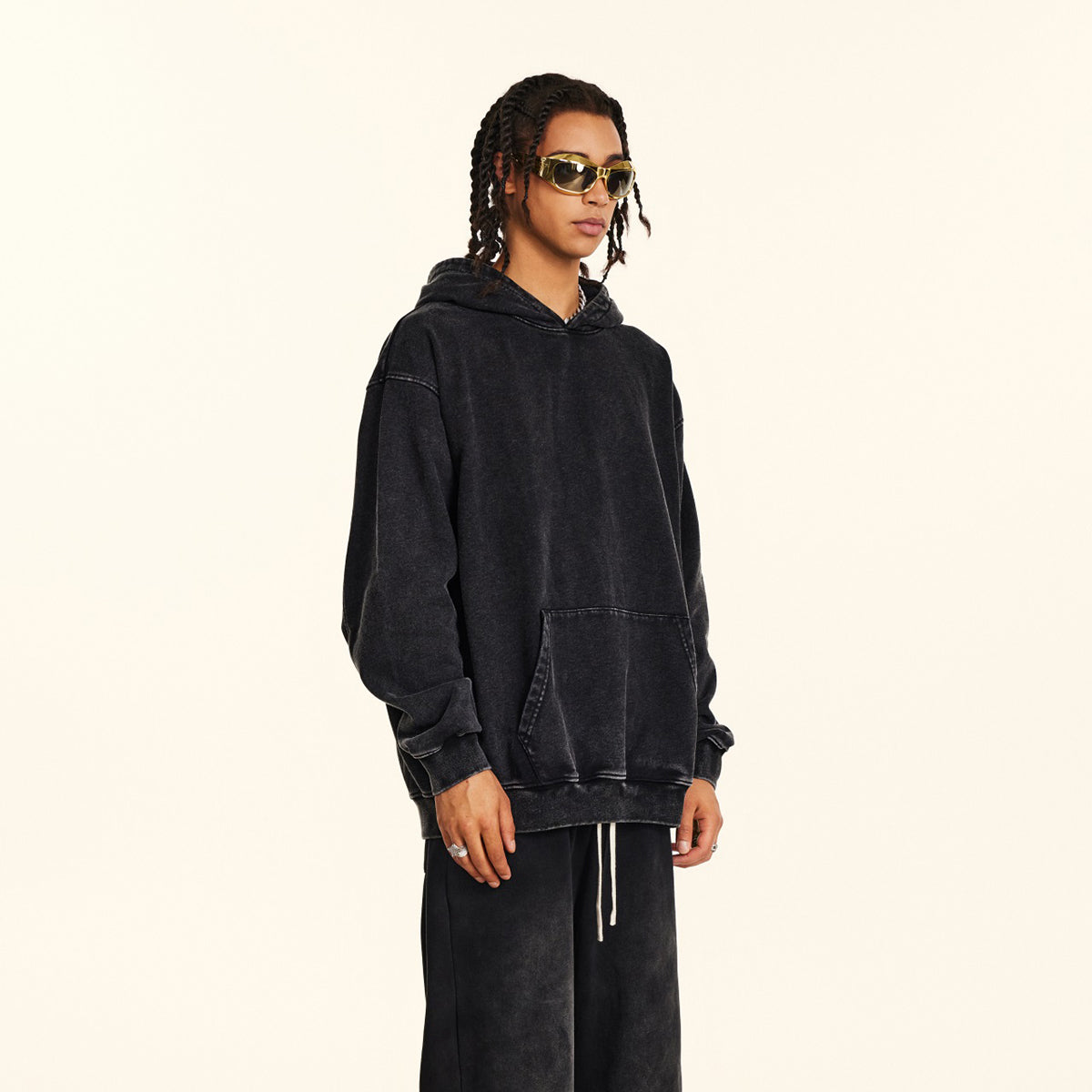 Acid Wash Faded Oversized Hoodie-INNBLAC Fashion Apparel