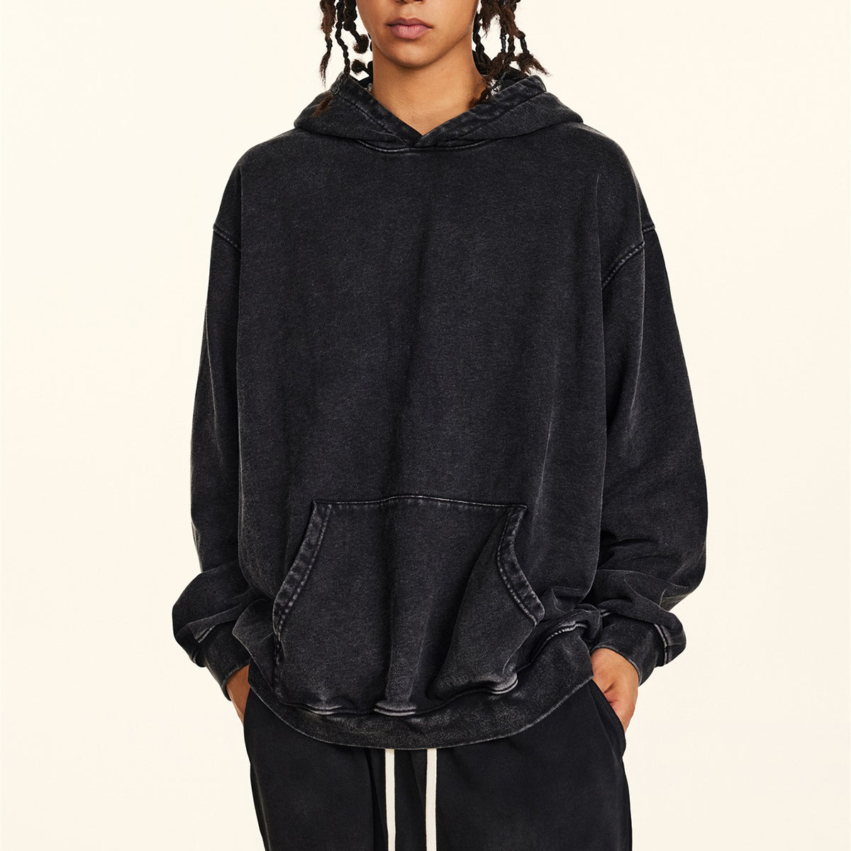 Acid Wash Faded Oversized Hoodie-INNBLAC Fashion Apparel