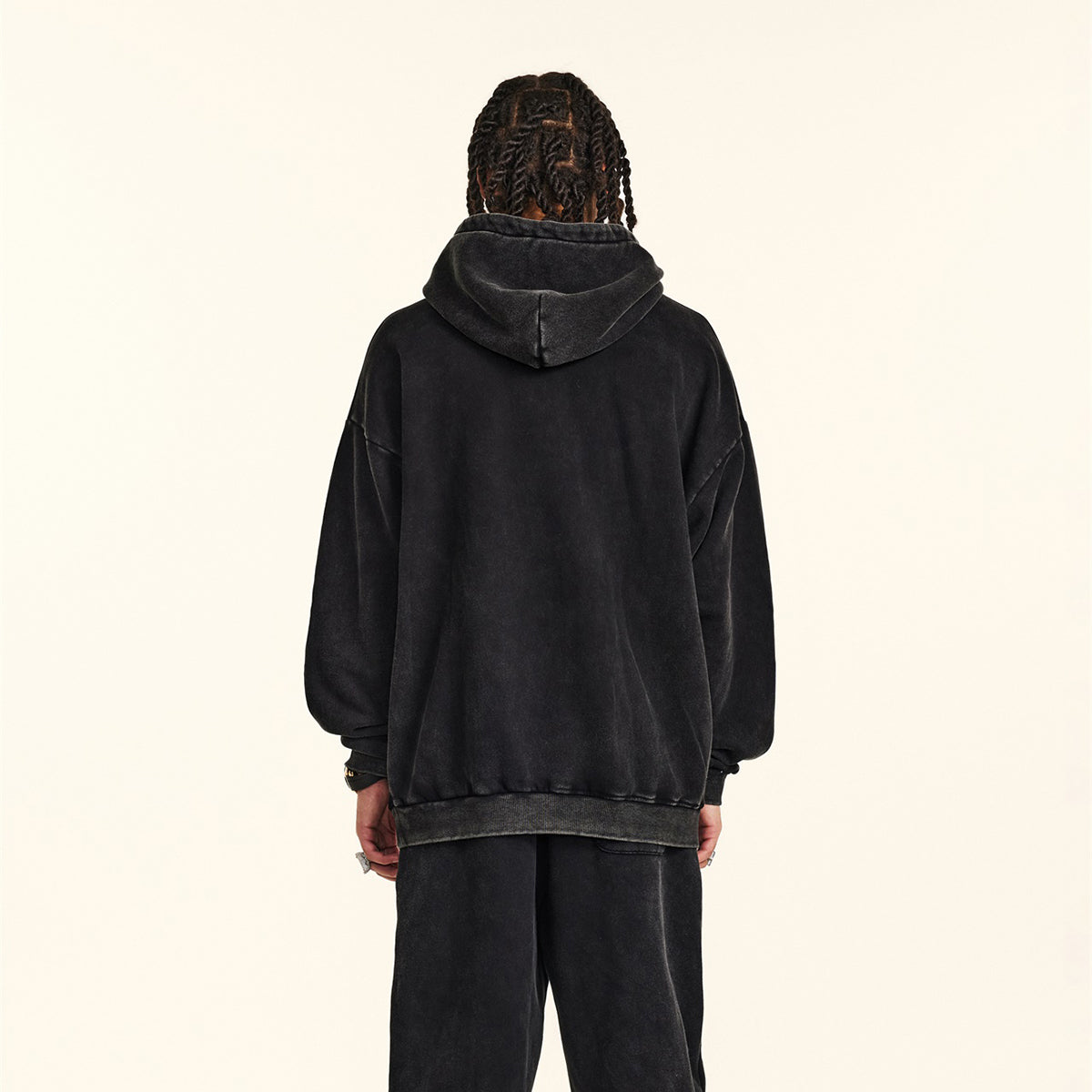 Acid Wash Thick Contrast Stitch Hoodie-INNBLAC Fashion Apparel