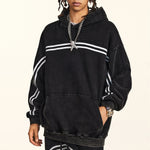 Acid Wash Thick Contrast Stitch Hoodie-INNBLAC Fashion Apparel