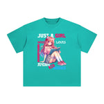 Anime Girl And Books Graphic Tee-INNBLAC Fashion Apparel