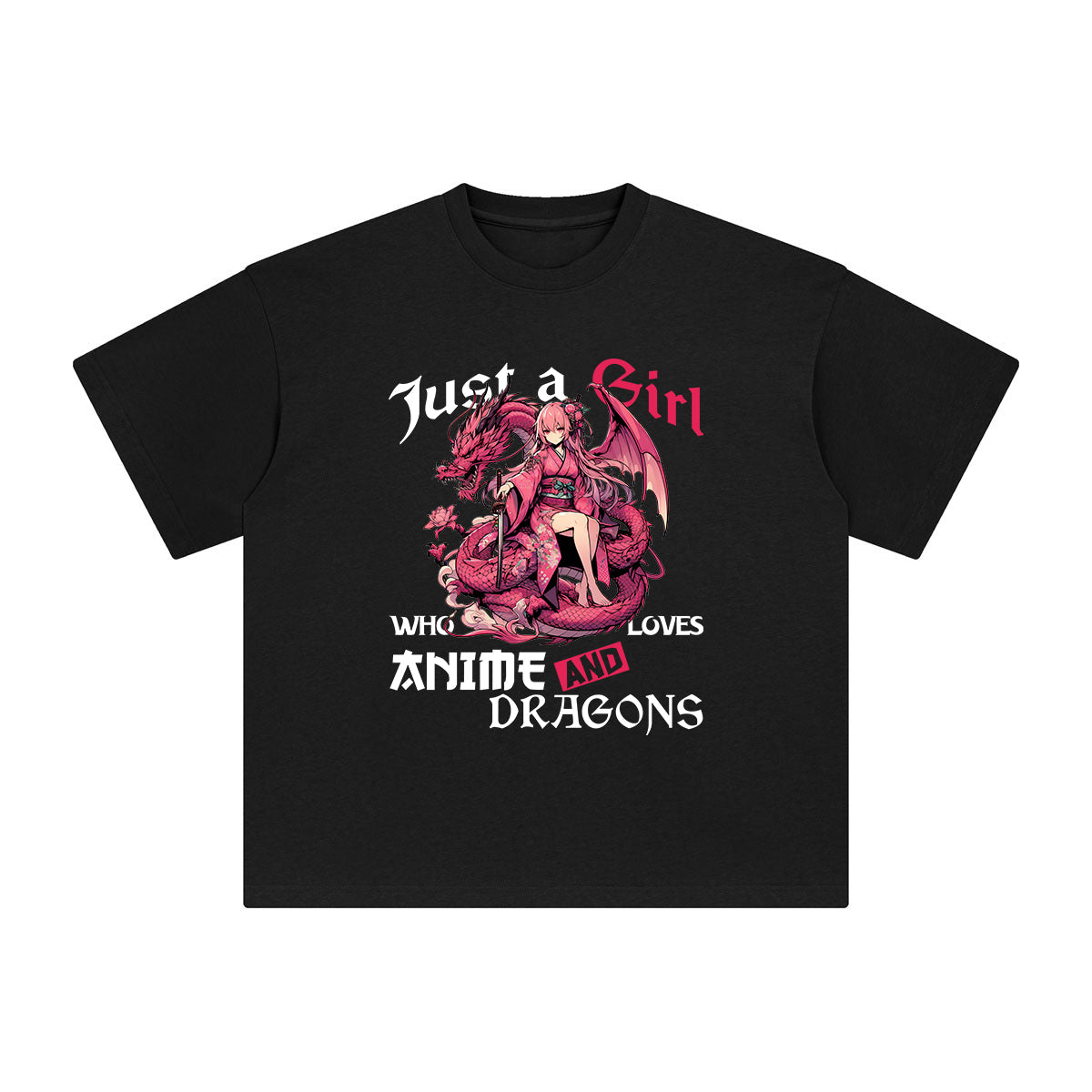 Anime Girl And Dragons Graphic Tee-INNBLAC Fashion Apparel