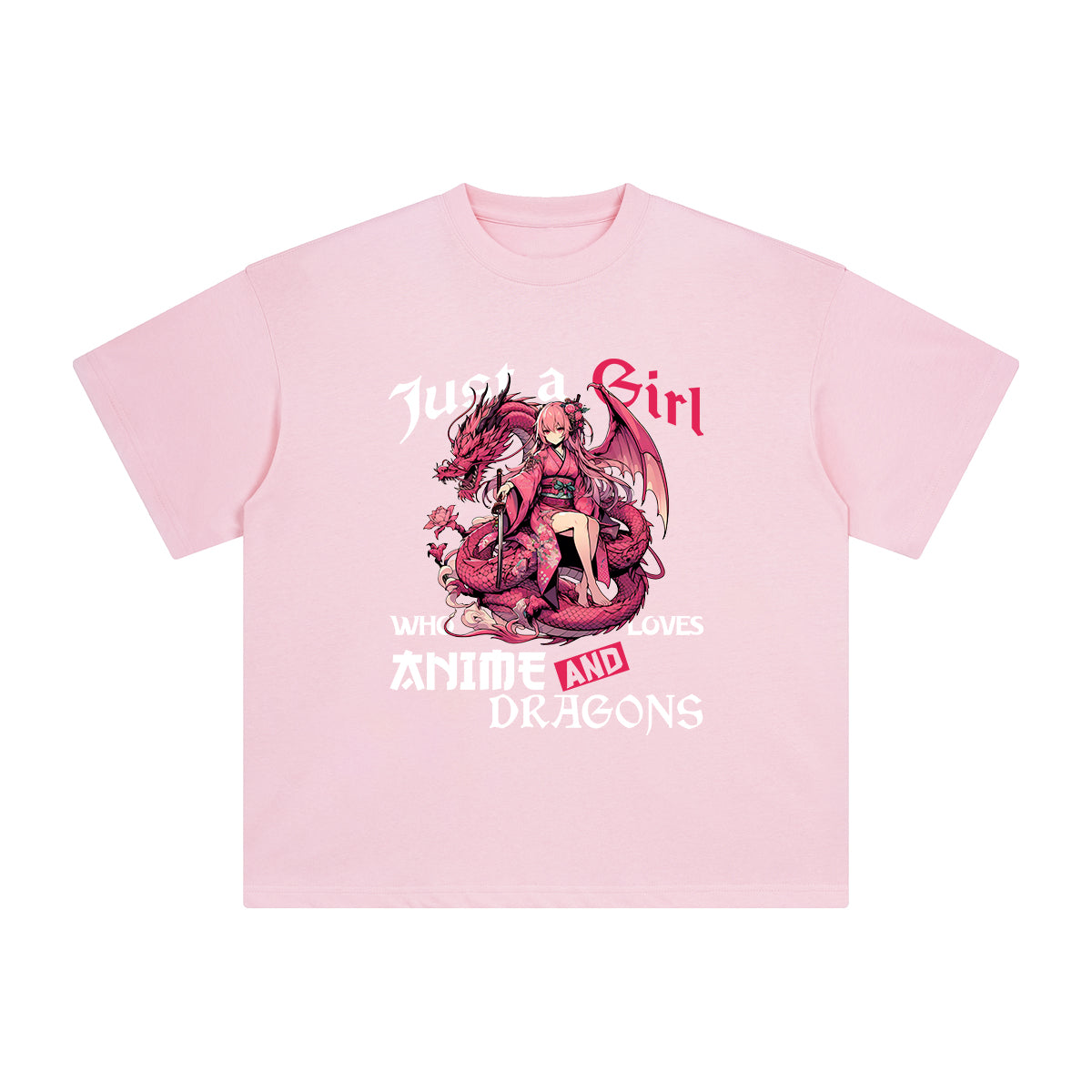 Anime Girl And Dragons Graphic Tee-INNBLAC Fashion Apparel