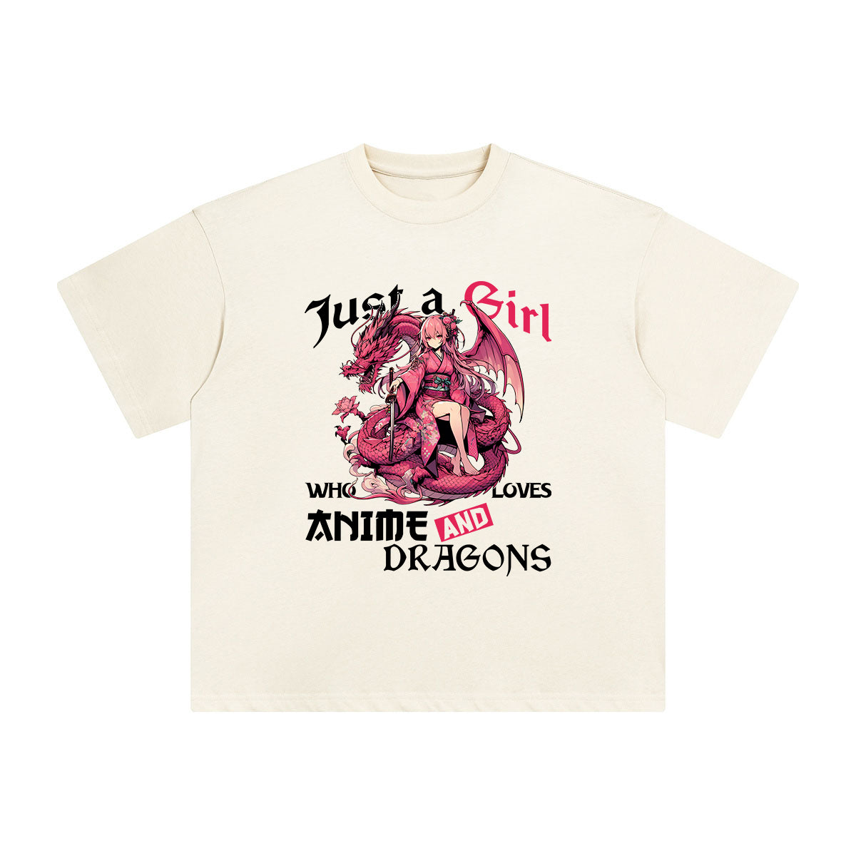 Anime Girl And Dragons Graphic Tee-INNBLAC Fashion Apparel