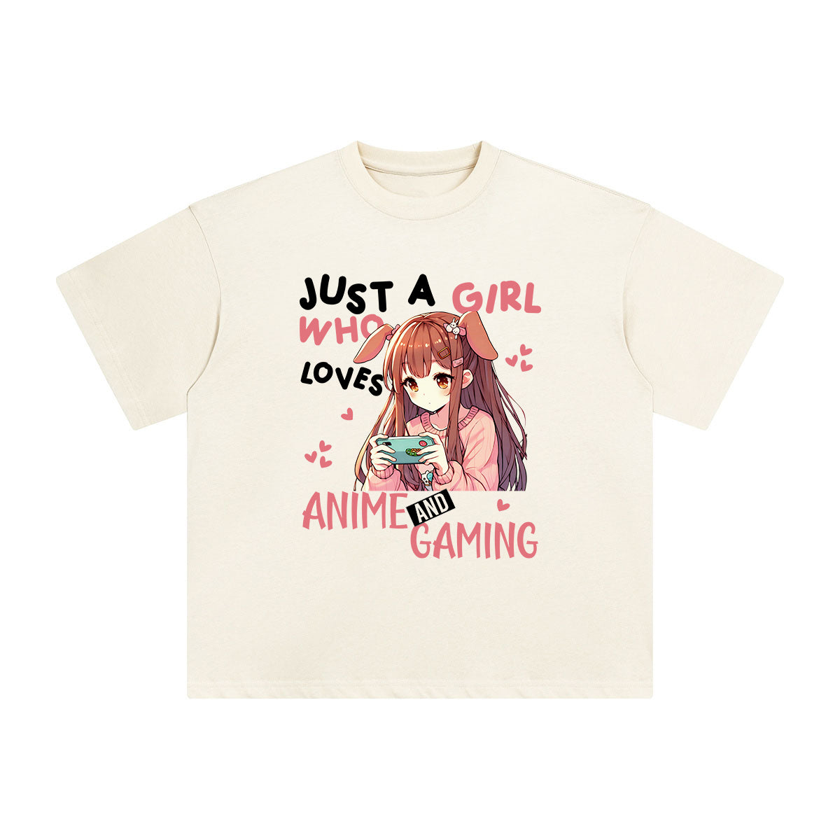 Anime Girl And Gaming Pink Graphic Tee-INNBLAC Fashion Apparel
