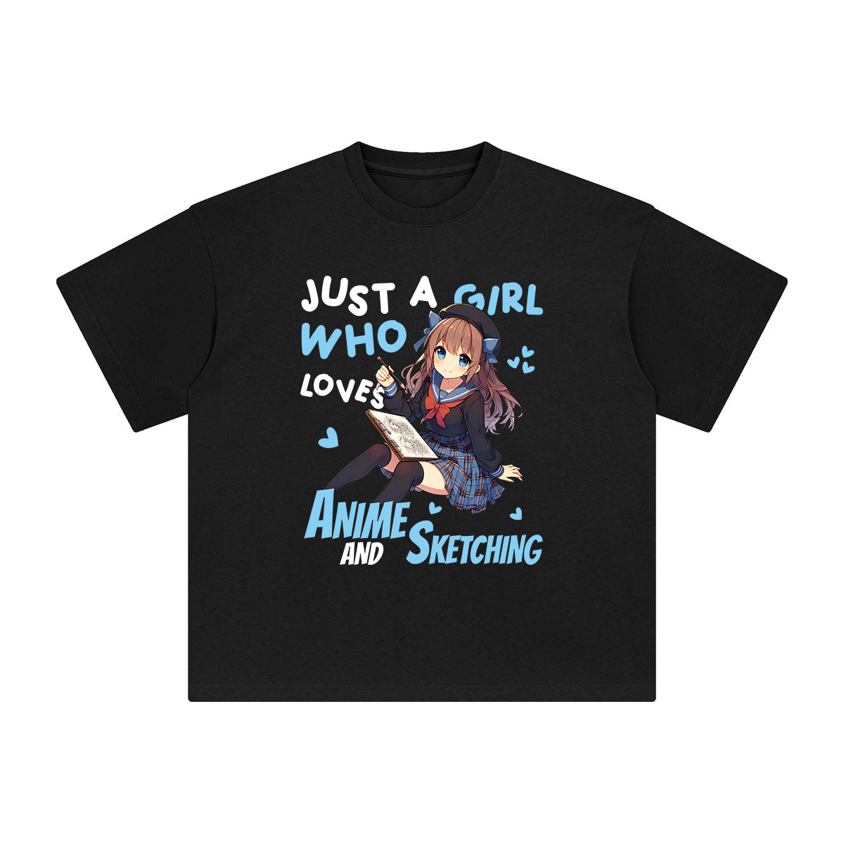 Anime Girl And Sketching Graphic Tee-INNBLAC Fashion Apparel