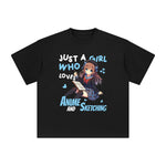 Anime Girl And Sketching Graphic Tee-INNBLAC Fashion Apparel