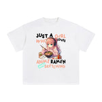 Anime Girl Ramen And Sketching Graphic Tee-INNBLAC Fashion Apparel