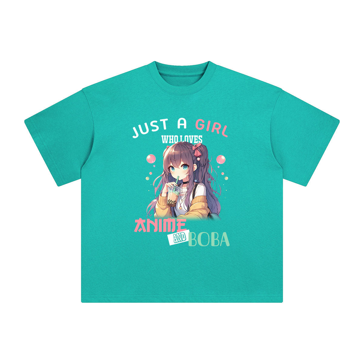 Anime Girl & Boba Royal Blue Graphic Tee-INNBLAC Fashion Apparel