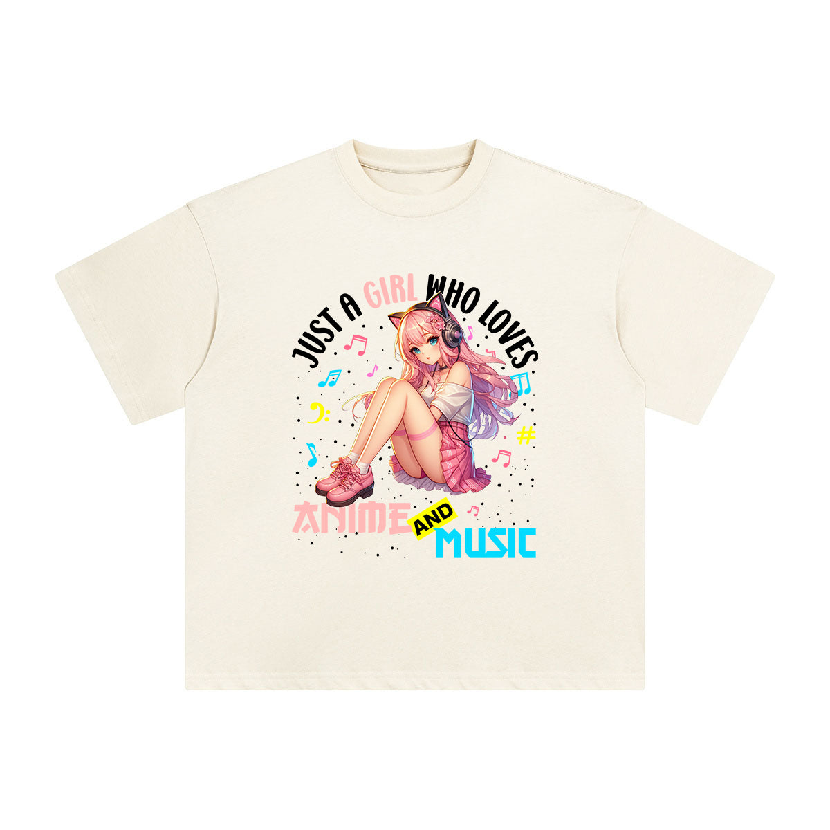 Anime Girl and Music Graphic Tee-INNBLAC Fashion Apparel