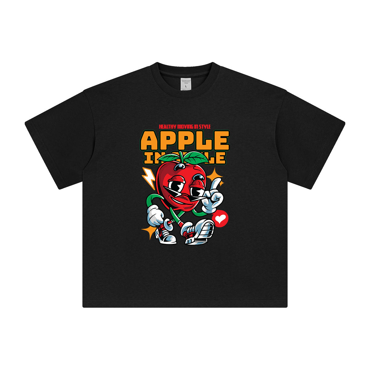 Apple in Style Cartoon Graphic Tee-INNBLAC Fashion Apparel