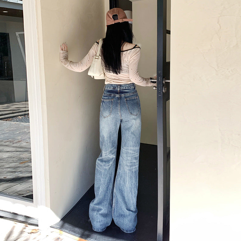 Blue Whiskers Flare Jeans-INNBLAC Fashion Apparel