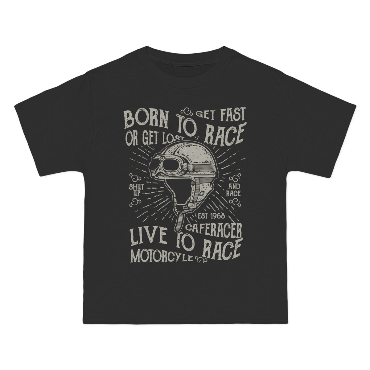 Born To Race Helmet Retro Graphic Tee-INNBLAC Fashion Apparel