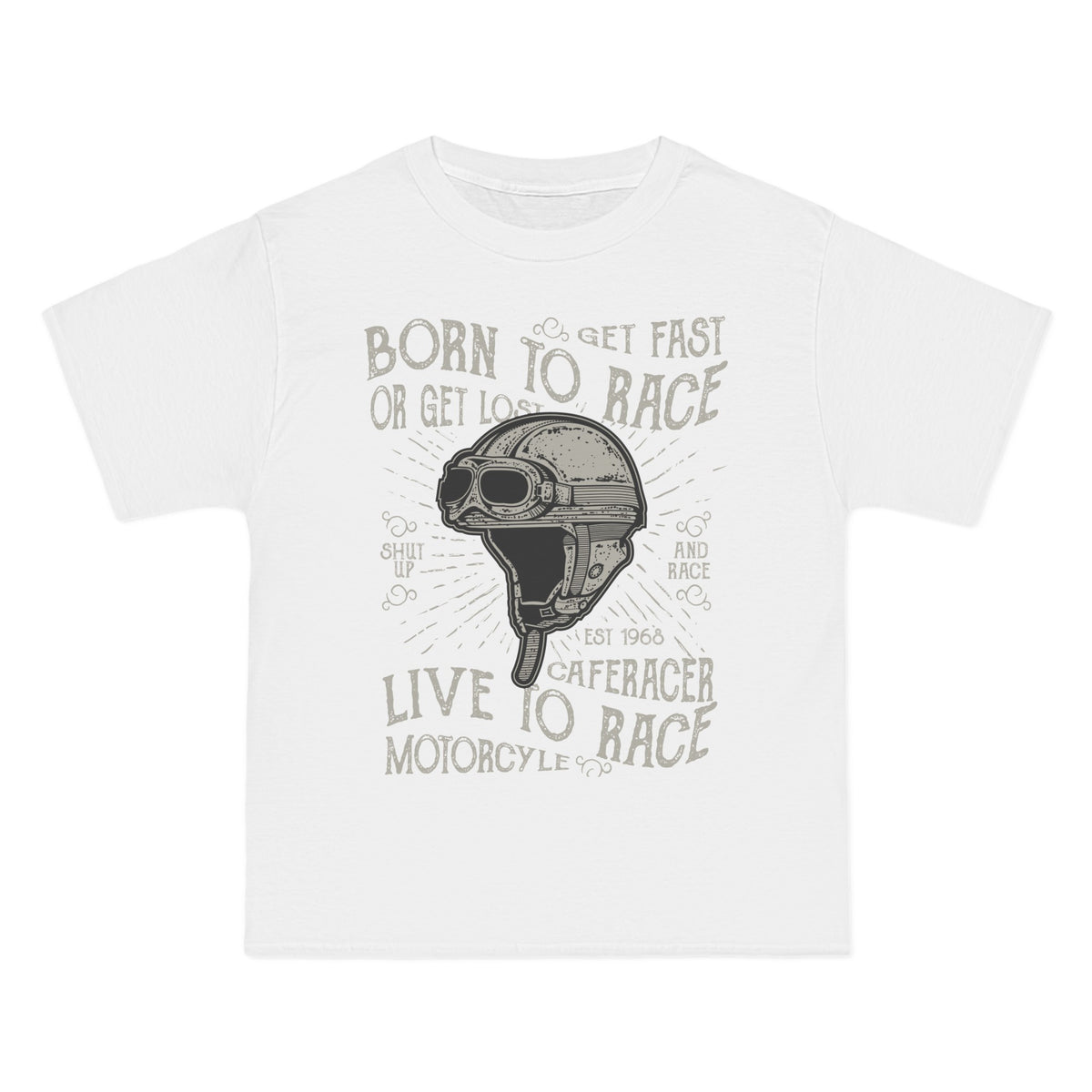 Born To Race Helmet Retro Graphic Tee-INNBLAC Fashion Apparel