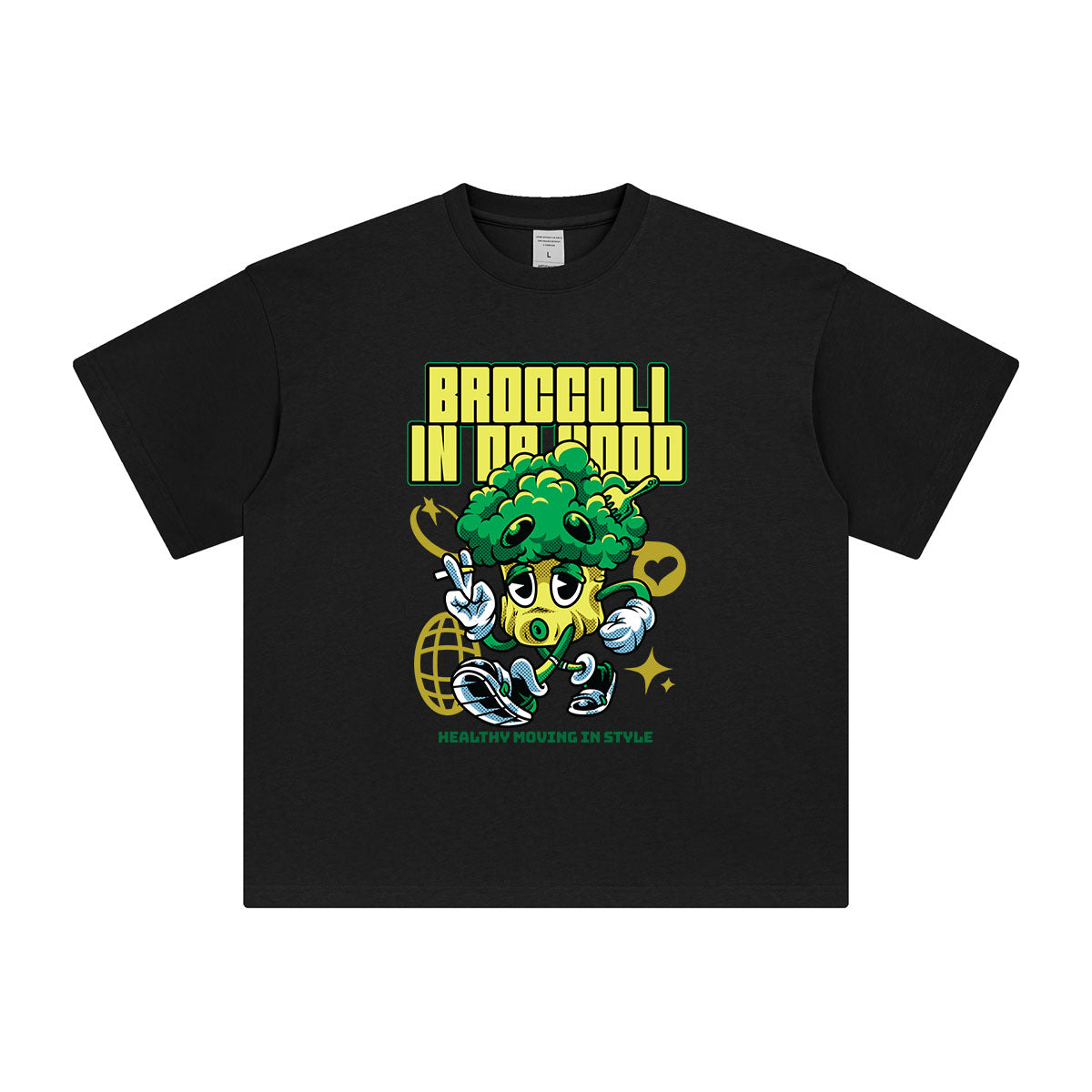 Broccoli in Da Hood Cartoon Tee-INNBLAC Fashion Apparel
