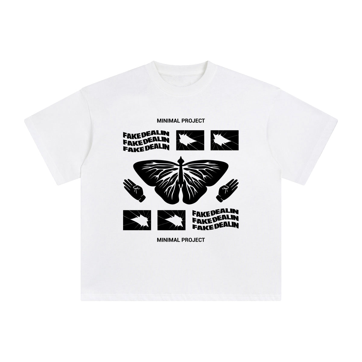 Butterfly & Hands Abstract Art Graphic Tee-INNBLAC Fashion Apparel
