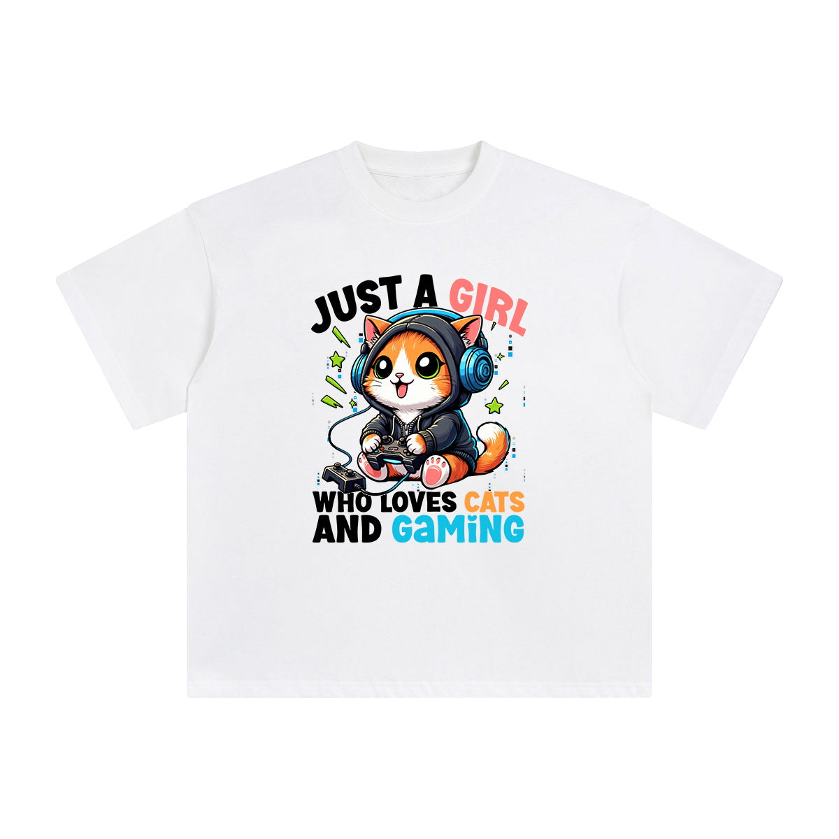 Cats And Gaming Anime Graphic Tee-INNBLAC Fashion Apparel