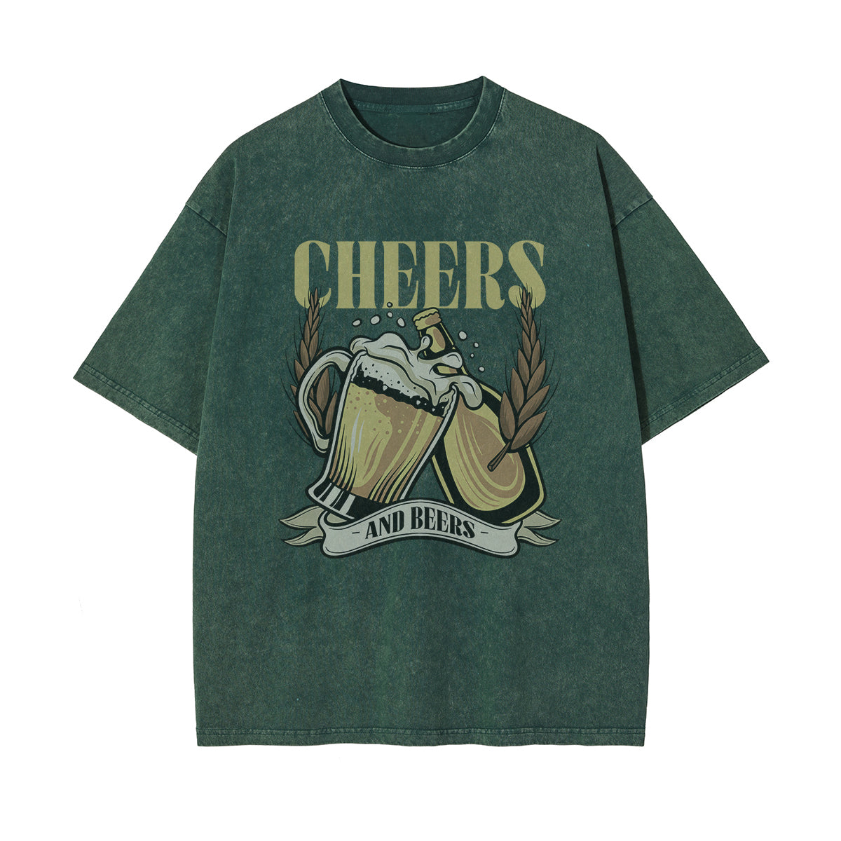 Cheers And Beers Faded Graphic Tee-INNBLAC Fashion Apparel