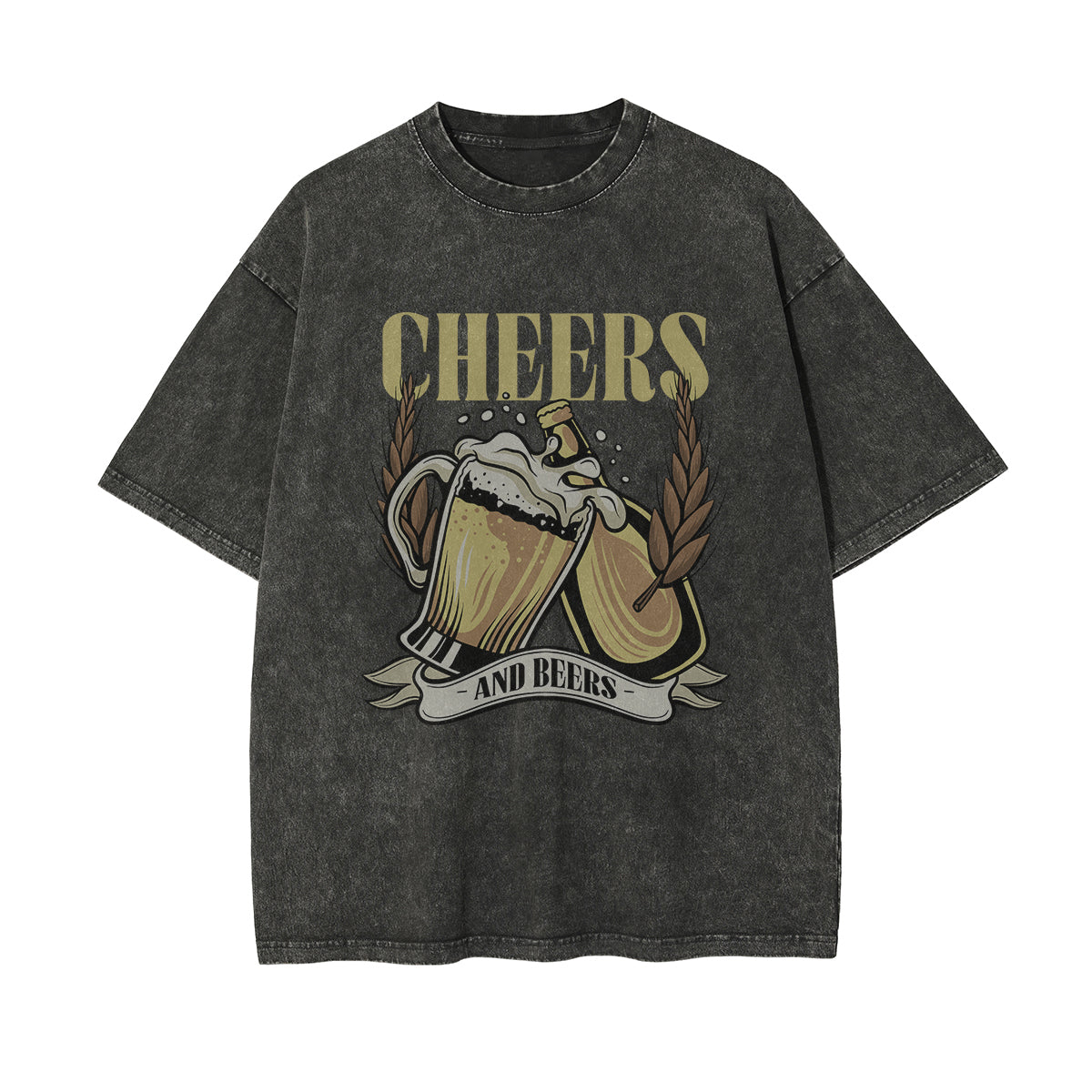 Cheers And Beers Faded Graphic Tee-INNBLAC Fashion Apparel