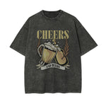 Cheers And Beers Faded Graphic Tee-INNBLAC Fashion Apparel