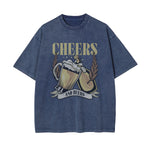 Cheers And Beers Faded Graphic Tee-INNBLAC Fashion Apparel