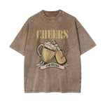 Cheers And Beers Faded Graphic Tee-INNBLAC Fashion Apparel
