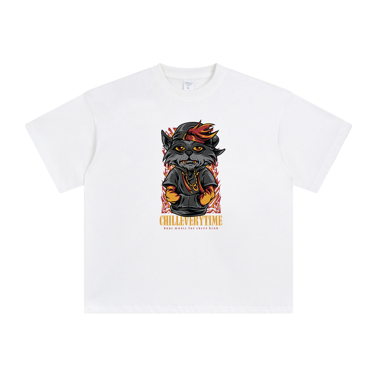 Chill Everytime Cartoon Wolf Graphic Tee-INNBLAC Fashion Apparel