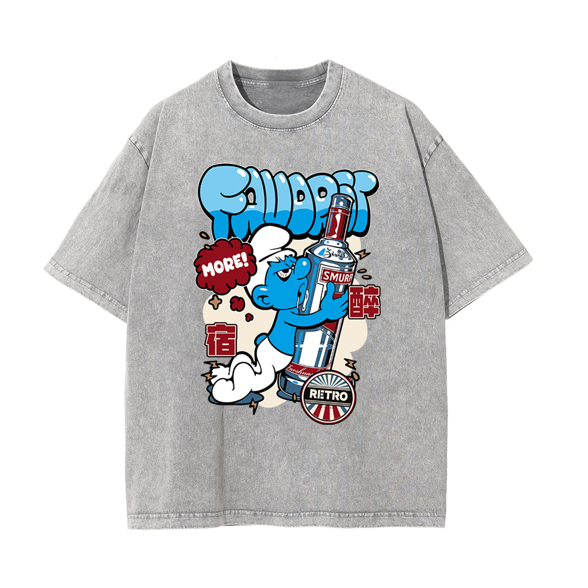 Chinese Characters Hangover Graphic Washed Tee-INNBLAC Fashion Apparel