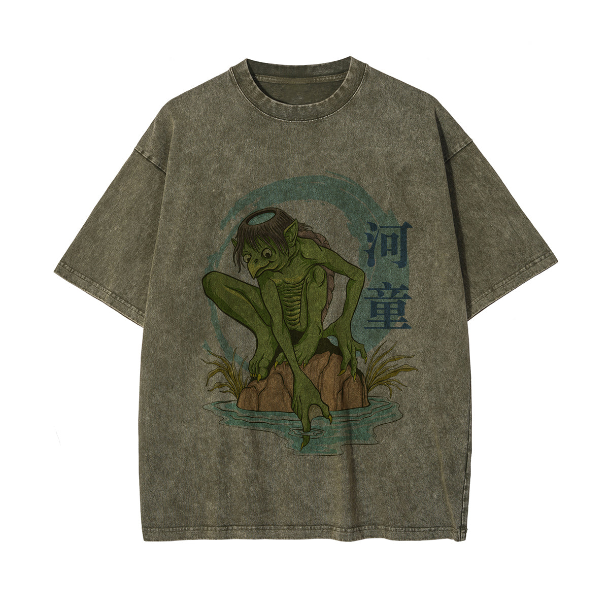 Chinese Characters Water Monster Graphic Tee-INNBLAC Fashion Apparel