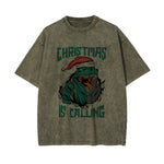 Christmas Is Calling Graphic Washed Tee-INNBLAC Fashion Apparel