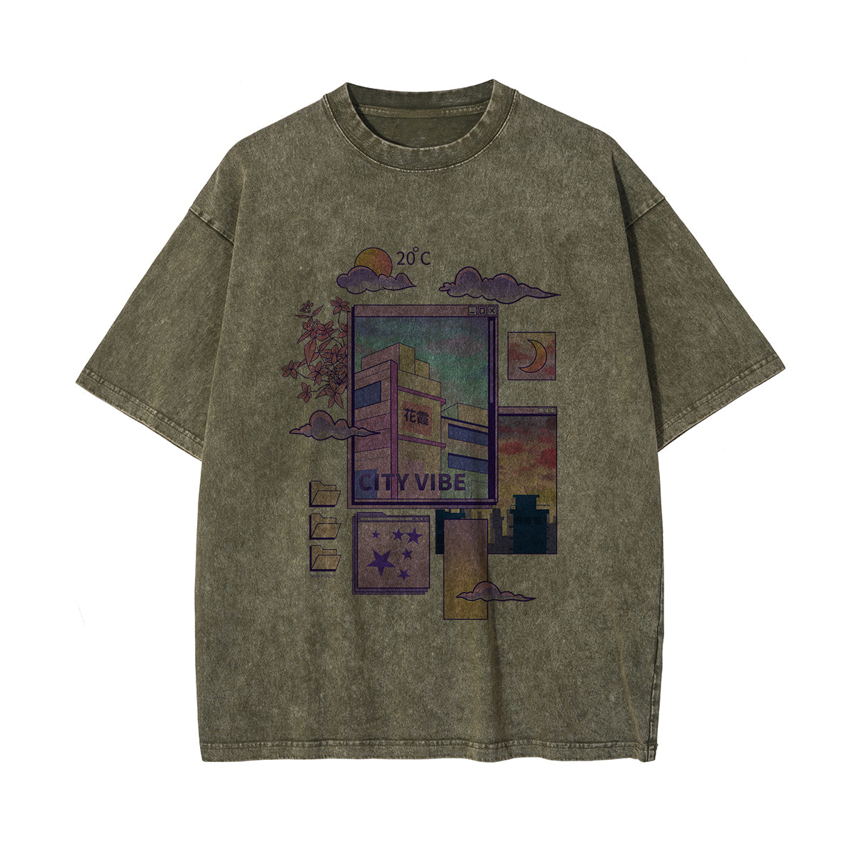City Vibe Graphic Washed Tee-INNBLAC Fashion Apparel
