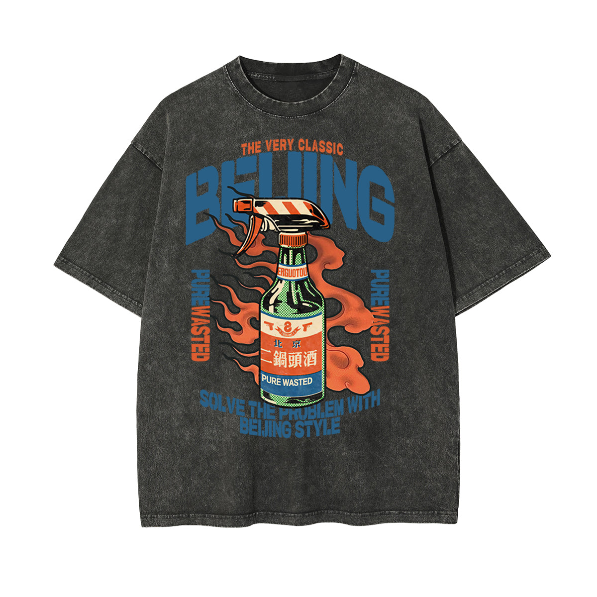 Classic Beijing Style Graphic Washed Tee-INNBLAC Fashion Apparel