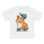 Corgi Skate Cartoon Graphic Tee-INNBLAC Fashion Apparel