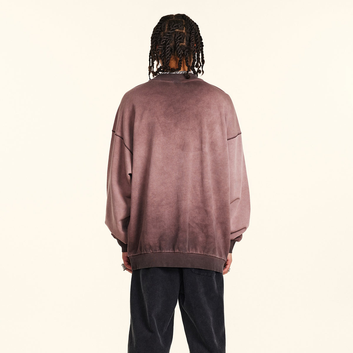 Crew Neck Faded Sweatshirt-INNBLAC Fashion Apparel
