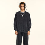 Crew Neck Faded Sweatshirt-INNBLAC Fashion Apparel