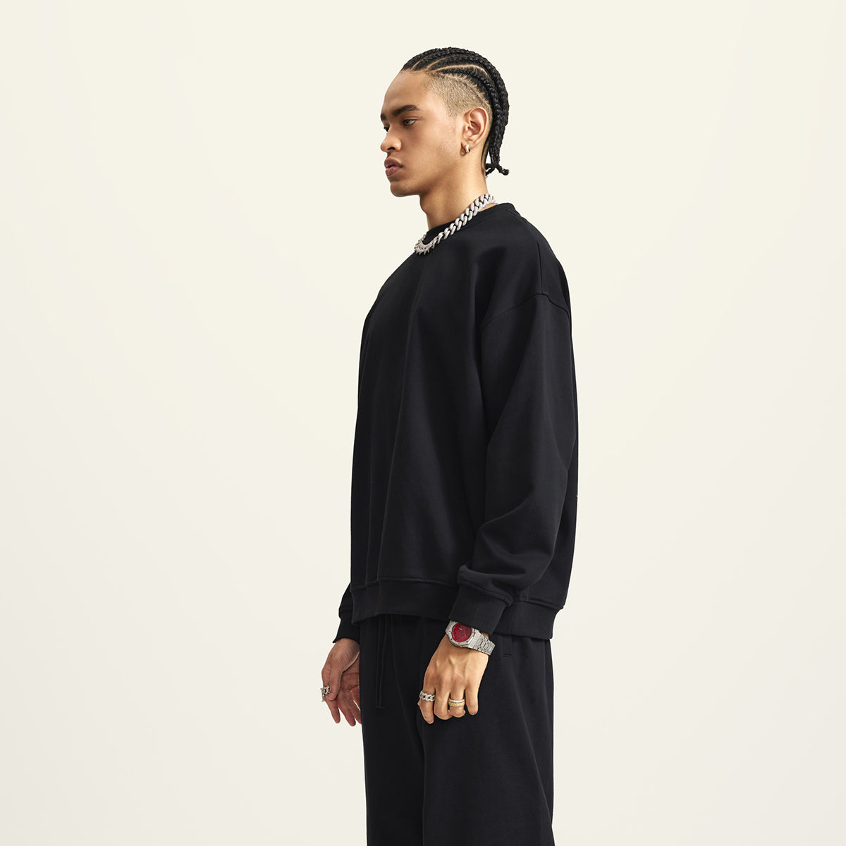 Crew Neck Oversized Couple Sweatshirts-INNBLAC Fashion Apparel