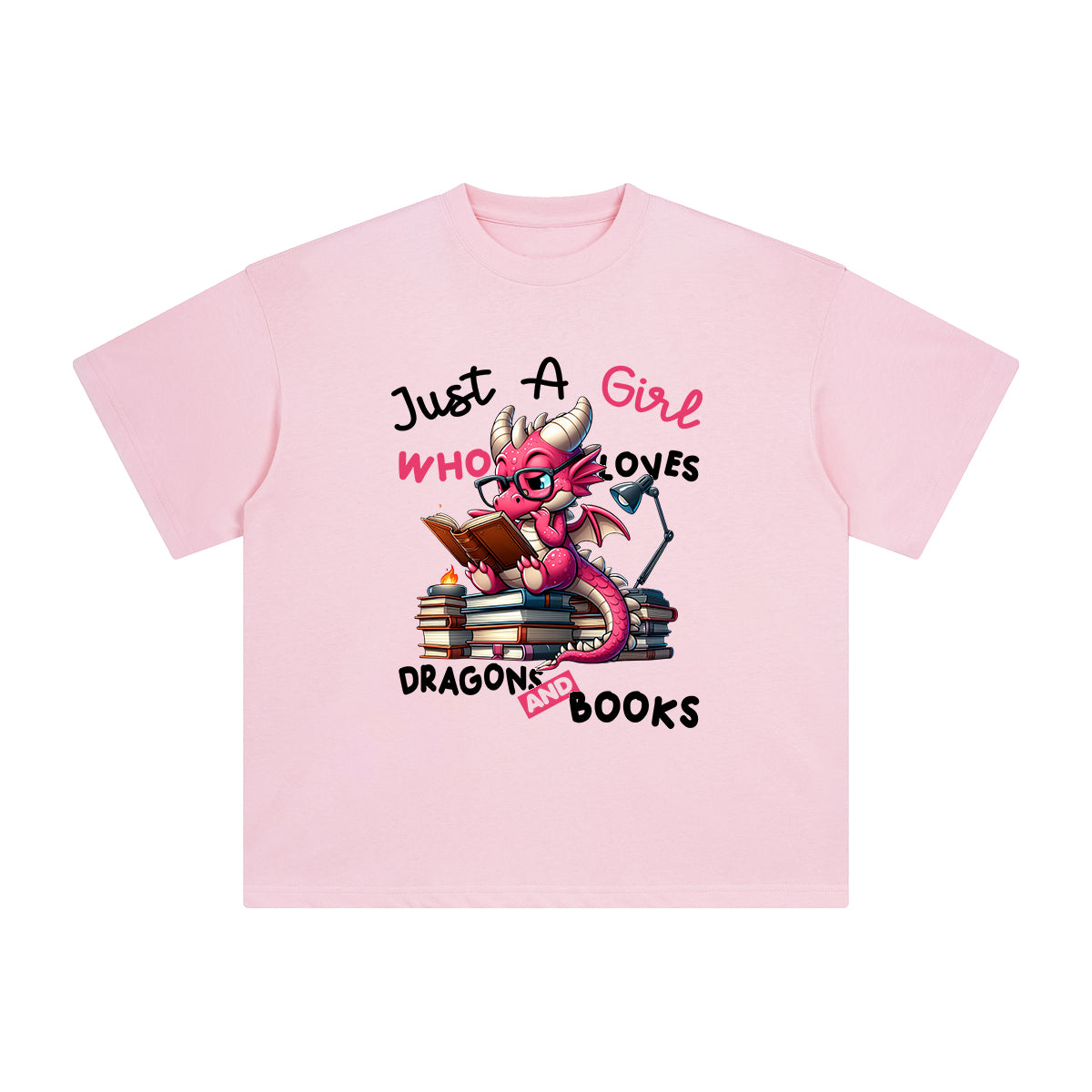 Cute Dragons And Books Cartoon Graphic Tee-INNBLAC Fashion Apparel