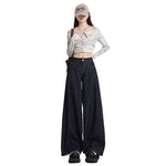 Dark Blue Wide Leg Denim Jeans-INNBLAC Fashion Apparel
