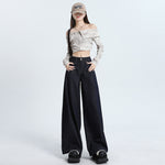 Dark Blue Wide Leg Denim Jeans-INNBLAC Fashion Apparel