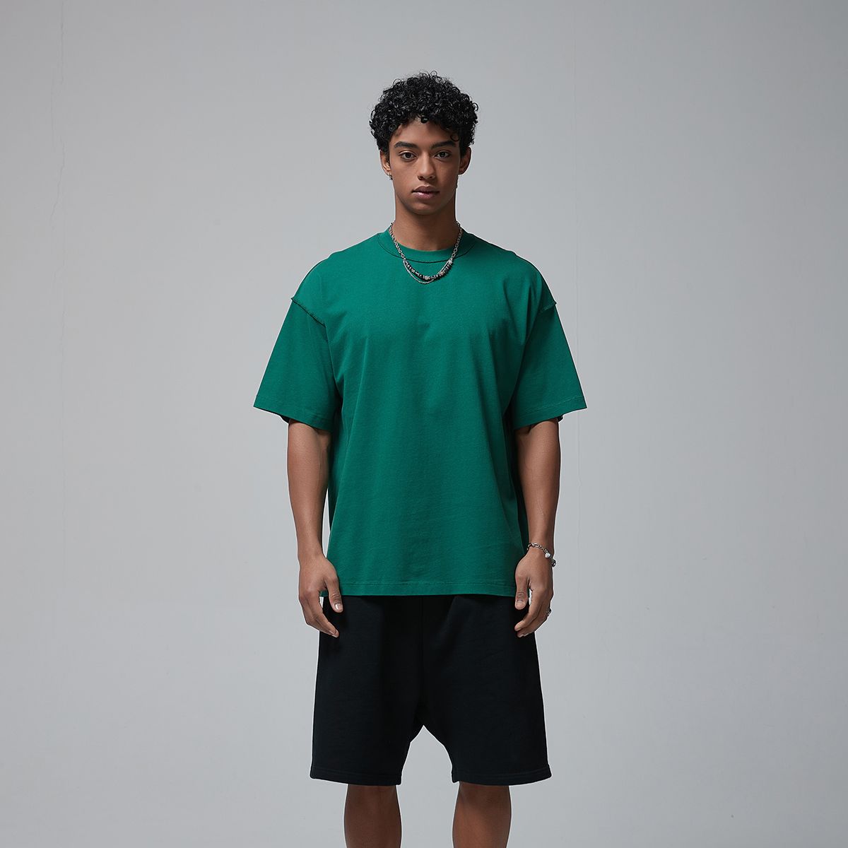 Distressed Edge Reverse Stitch Oversized Tee 7oz-INNBLAC Fashion Apparel