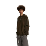 Stone Wash Distressed Mock Two Piece Sweatshirt-INNBLAC Fashion Apparel