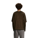 Stone Wash Distressed Mock Two Piece Sweatshirt-INNBLAC Fashion Apparel