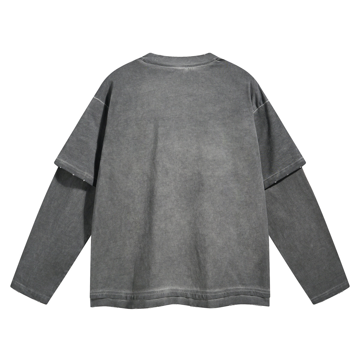 Women's Stone Wash Distressed Mock Two Piece Sweatshirt-INNBLAC Fashion Apparel