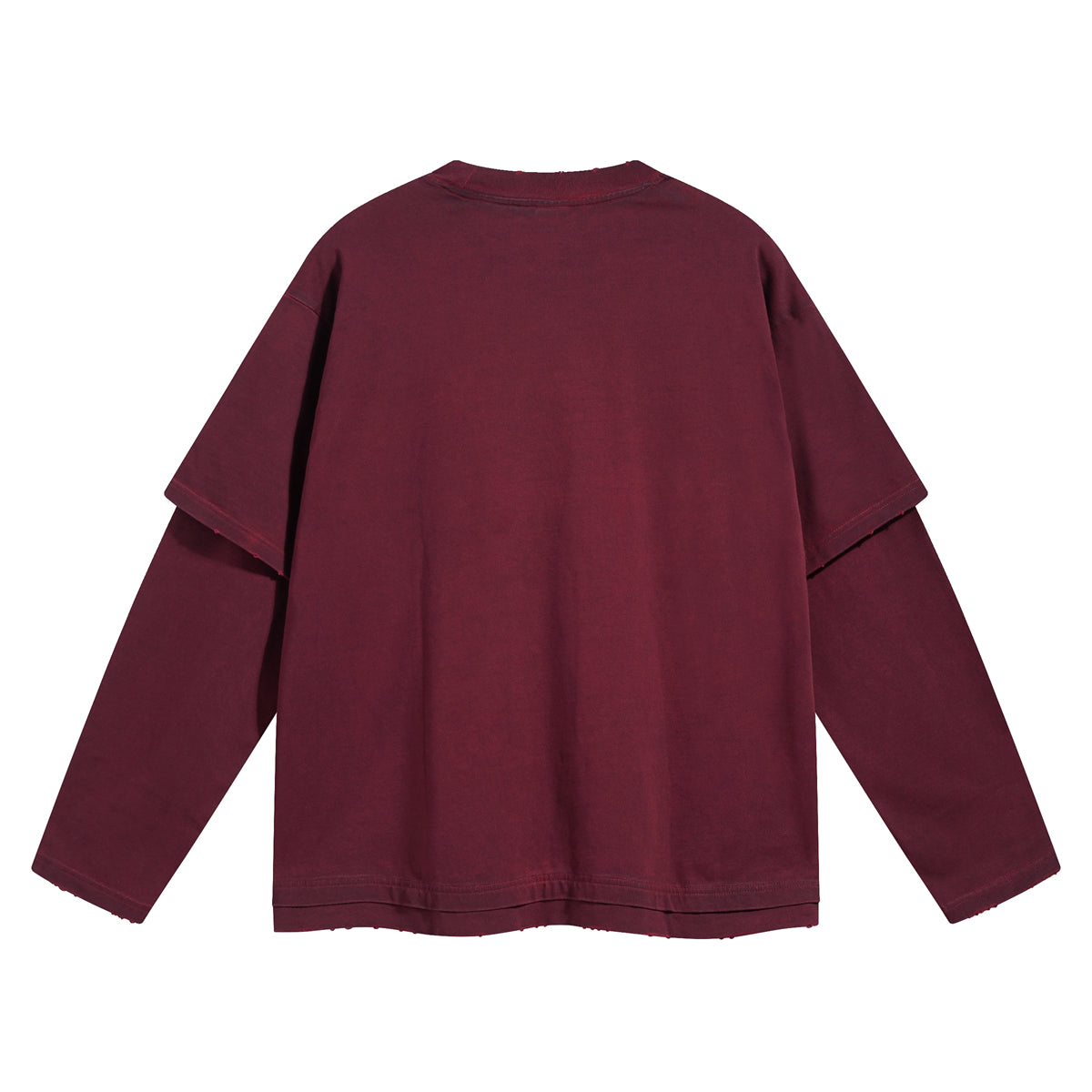 Women's Stone Wash Distressed Mock Two Piece Sweatshirt-INNBLAC Fashion Apparel