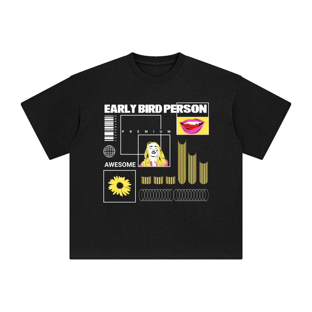 Early Bird Person Abstract Art Graphic Tee-INNBLAC Fashion Apparel