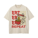 Eat Repeat Graphic Washed Tee-INNBLAC Fashion Apparel