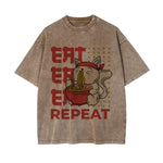 Eat Repeat Graphic Washed Tee-INNBLAC Fashion Apparel