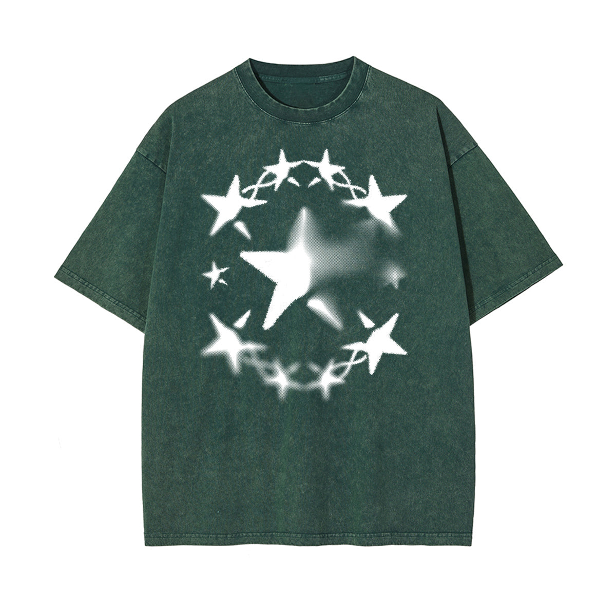 Faded Stars Graphic Washed Tee-INNBLAC Fashion Apparel