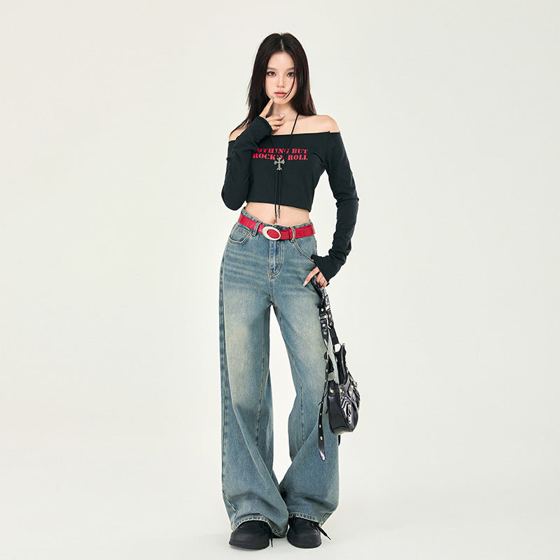 Faded Whiskers Straight Leg Jeans-INNBLAC Fashion Apparel